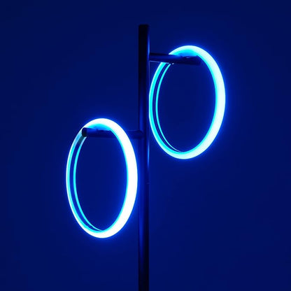 Brightech Saturn Modern Color Changing Table Lamp - Desk Tree LED Lamp Perfect for Living Room Decor - Beautiful RGB Color Gradient and 2 LED Lights for Bedroom, Office, Reading - Black