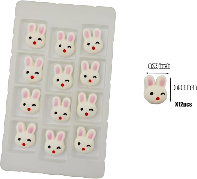 Edible 12 pcs Easter Themed Sugar Easter Rabbit cake decorations, Bunny cupcake toppers, perfect Icing Cookies decro for Cupcakes, Cake, Macaron and Cakecicles Decorating
