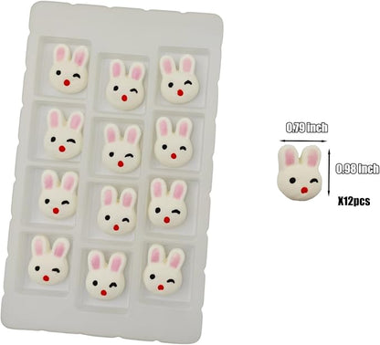 Edible 12 pcs Easter Themed Sugar Easter Rabbit cake decorations, Bunny cupcake toppers, perfect Icing Cookies decro for Cupcakes, Cake, Macaron and Cakecicles Decorating