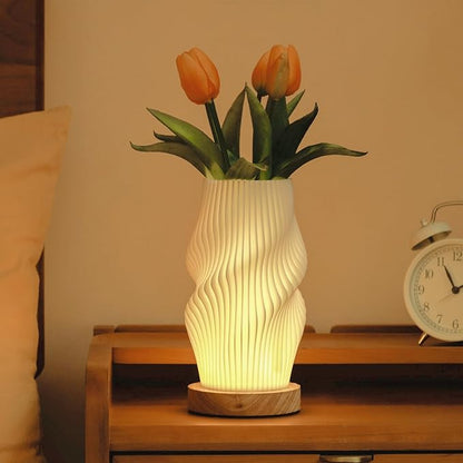 Bedside Lamps for Bedroom Nightstand Lamp,Vintage Style Striped Small Night Light Lamp,Gold Mini Modern Lamp with Woodbase,Gold Mini Table Lamp LED Lights for Living Room,Dorm,Kids Room,Office