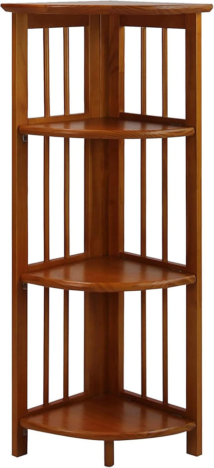Casual Home 3-Shelf Folding Stackable Bookcase and Casual Home 4-Shelf Corner Folding Bookcase Bundle