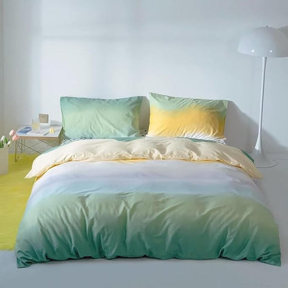 Green Gradient Comforter Set King Sage Green and Yellow Rainbow Bedding Comforter Set Multicolor Yellow Light Green Bedding Set Cotton Blanket Quilts Rainbow Color Comforter Set for King Bed