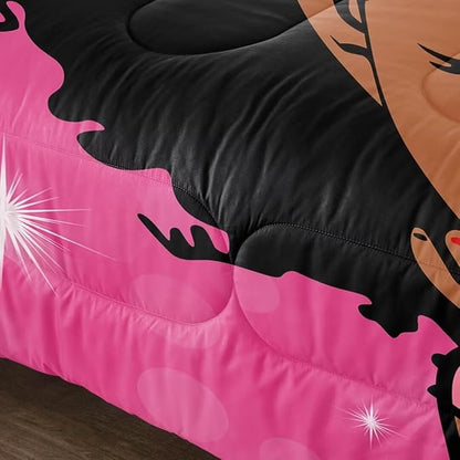 Black Girl Comforter Set Full for Kids Teens,Black Girl Magic Bedding Set,African American Girl Inspirational Quotes Comforter Set,Black Princess Bed Bedroom Set