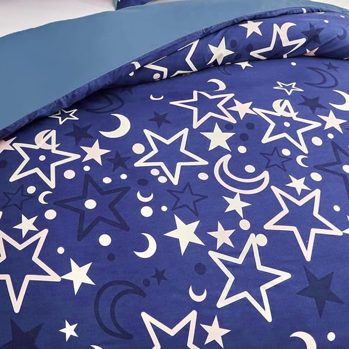 Feelyou Galaxy Glow in The Dark Comforter Set for Girls Kids Twin Purple Universe Starry Night Bedding Set Super Soft Outer Space Stars Moon Comforter Girl Bedroom Glow Decor Bedding Quilted Duvet