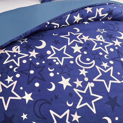 Feelyou Galaxy Glow in The Dark Comforter Set for Girls Kids Full Purple Universe Starry Night Bedding Set Super Soft Outer Space Stars Moon Comforter Girl Bedroom Glow Decor Bedding Quilted Duvet