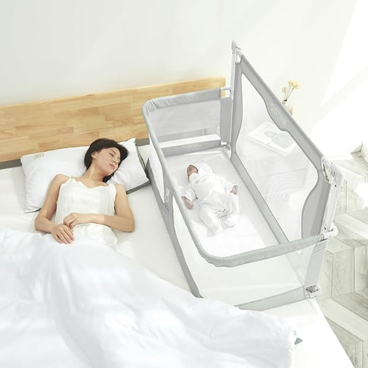 SISTINE Baby Bedside Crib, 3 in 1 Baby Bassinet, Baby bedside bassinet, Safe bedside bassinet,Crib Safe Sleeping Together，Infant/Baby Boy/Baby Girl/Crib Side Bassinet (Gray)
