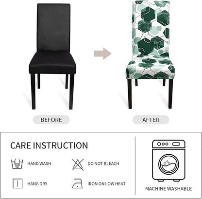Gibelle Dining Room Chair Covers Set of 6, Soft Stretch Kitchen Chair Covers Slipcover Protector, Removable Washable Geometric Parson Chair Covers 6 Pack, Hunter Green