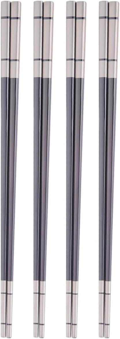 Reusable Stainless Steel Chopsticks,Dishwasher Safe , Easy to Use(4 PCS,black)