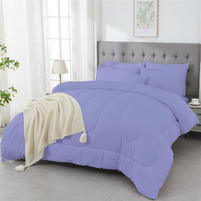 3 Piece Solid Color All Season Bedding Comforter Set Microfiber Soft Lightweight Bedding Set for Kids Teens Adults Room Decor with 1 Comforter and 2 Pillowcases Queen