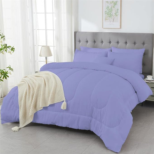 3 Piece Solid Color All Season Bedding Comforter Set Microfiber Soft Lightweight Bedding Set for Kids Teens Adults Room Decor with 1 Comforter and 2 Pillowcases Queen
