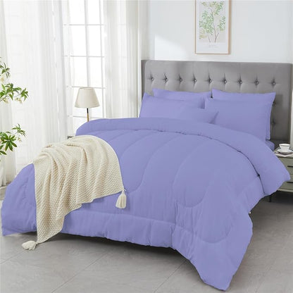 3 Piece Solid Color All Season Bedding Comforter Set Microfiber Soft Lightweight Bedding Set for Kids Teens Adults Room Decor with 1 Comforter and 2 Pillowcases Full