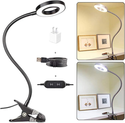 7W Clip on Light, LED Clip On Lamp, USB Reading Book Light, Bed Lamp,Desk lamp, Warm Light and White Light