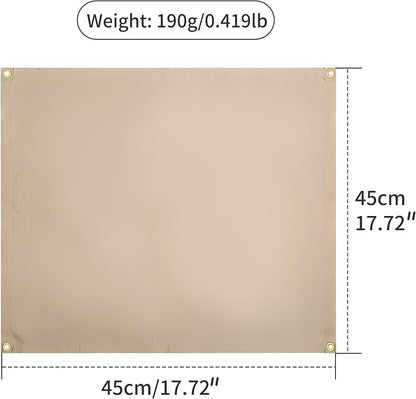 Fireproof Blanket,Made of Fiberglass with Bound Edges and Metal Perforations, can be Laid Flat or Hung up, Suitable for Camping, Home fire Protection,BBQ Grill mats.(17.72x17.72 Inch, Khaki)