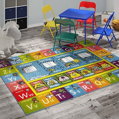 KC Cubs ABC Alphabet Animal Educational Nylon Area Rug