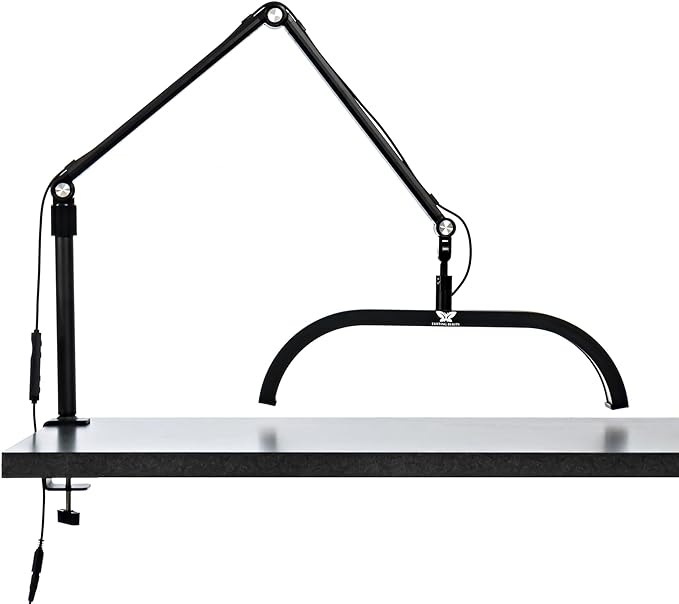 Existing Beauty LED Half Moon Light for Nail Desk with Desk Clamp - Desk Light for Nail Tech - Adjustable Brightness, Warm to Cool Light - Esthetician Light for Lash Artists, Nail Salons - Easy Setup
