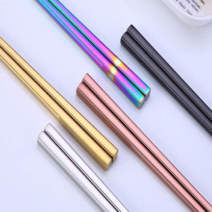Stainless Steel Chopsticks,Reusable ,Dishwasher Safe , Easy to Use（6 PCS,silver）