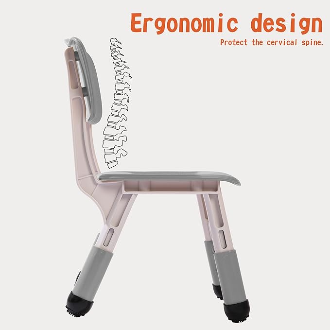Kids' Desk Chairs Adjustable Height is Suitable for Children's Chairs Used in Families, Schools and Day-Care Between 2-10 Years Old The Max Bearing Capacity is 220LB(4PCS-Grey)