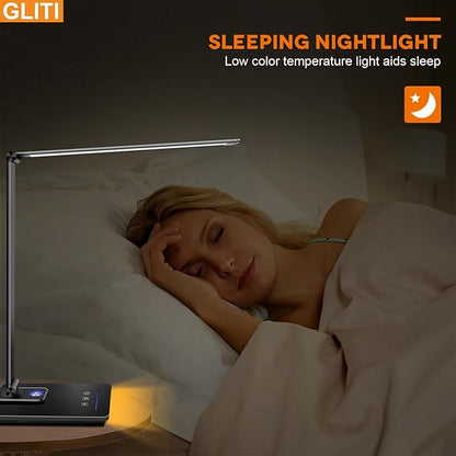 LED Desk Lamp, Black Modern Table Lamp, Ideal Gift for Study, Office. Dimmable Desk Lamp for Work, Video Conferencing, Reading and Writing, Arts and Crafts, Nail Art.