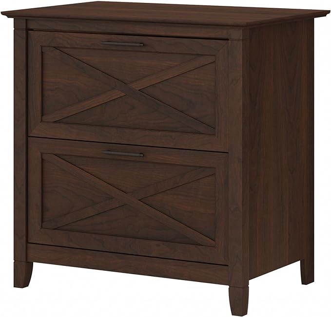 Bush Furniture Key West 2 Drawer Lateral File Cabinet in Bing Cherry