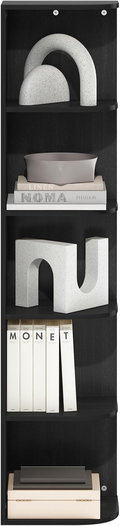 Furinno Pasir 5-Tier Corner Open Shelf Bookcase, Blackwood