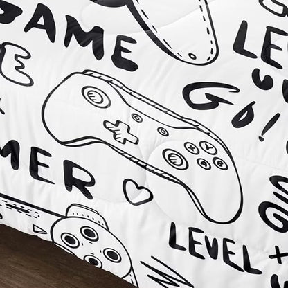 Gaming Comforter for Boys Teens,Game Bedding Sets Twin,Kids Gamer Comforter Set,Video Game Bedroom Decor,Gamepad Controller Duvet Insert All Season 3 Piece 1 Comforter and 2 Pillowcases