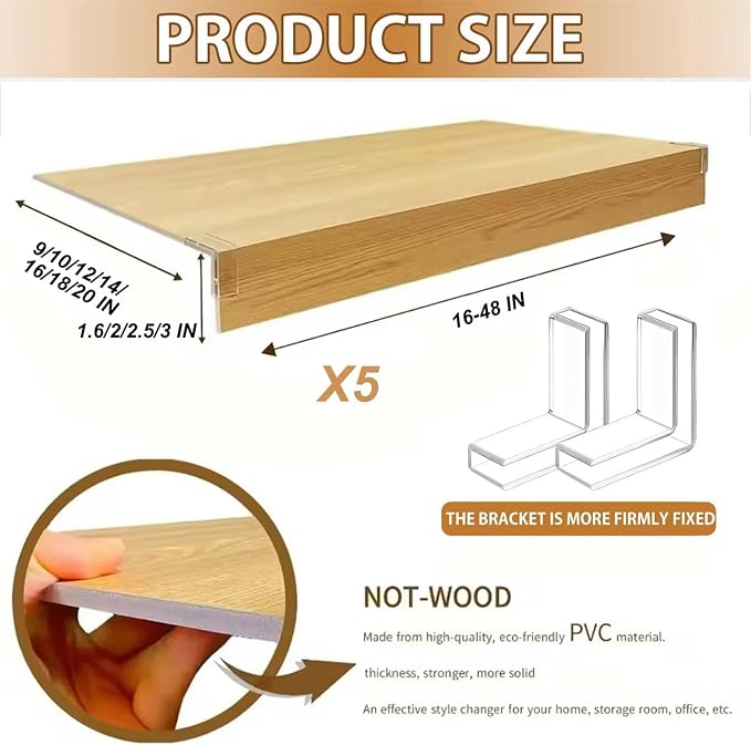 Wire Rack Covers, 40x12x1.6 in PVC Wire Shelf Cover for Pantry, and Laundry Shelves, Removable Closet Decoration Shelf Liners (Not Wood) for Closet Kitchen Bathroom