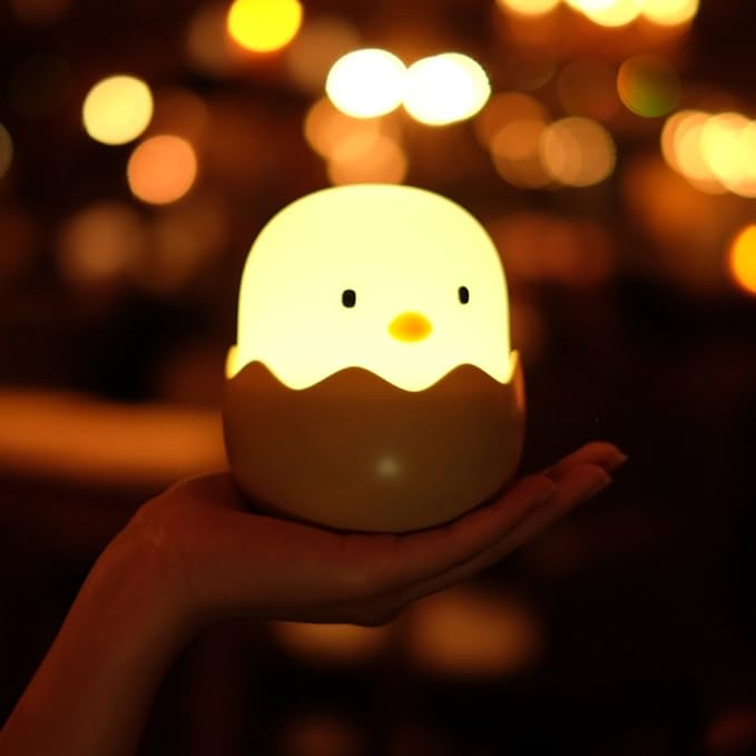 Kids Night Light, Cute Creative Egg Shell Baby Night Light with Touch Sensor, Nursery Night Lights, Kawaii Desk Accessories, Room Decor for Boys Girls Kids Gifts