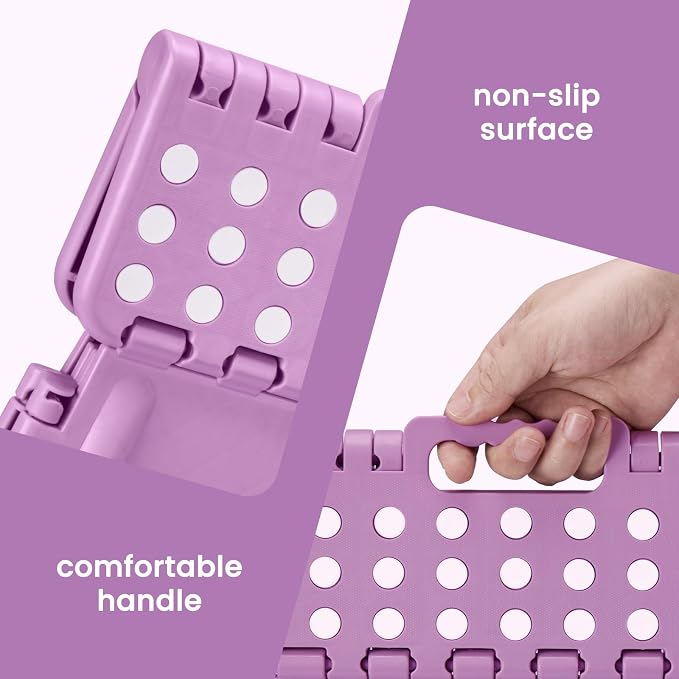 ACSTEP Foldable Step Stool for Adults 13 Inch, 300 lbs, Light Purple | Lightweight Stepping Stool with Handle and Non-Slip Surface, for Reaching Kitchen Cabinets, Bathroom Shelves and Closets