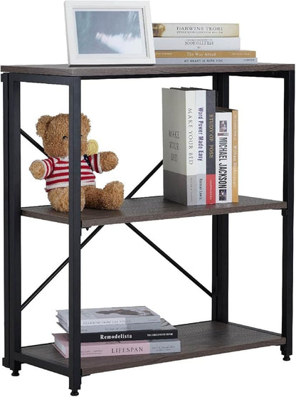 Bookshelf,3-Tier Folding Bookcase,Industrial Book Shelf,Rustic Wood Storage Shelves,Tall Bookshelf,Shelves For Bedroom,Office,Kitchen,Living Room,Study Room,No Assembly Folding Bookshelf,Black
