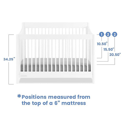 Delta Children Brooks 6-in-1 Convertible Crib, Bianca White + Simmons Kids Quiet Nights Breathable Crib Mattress with Removable/Machine Washable Cover (Bundle)
