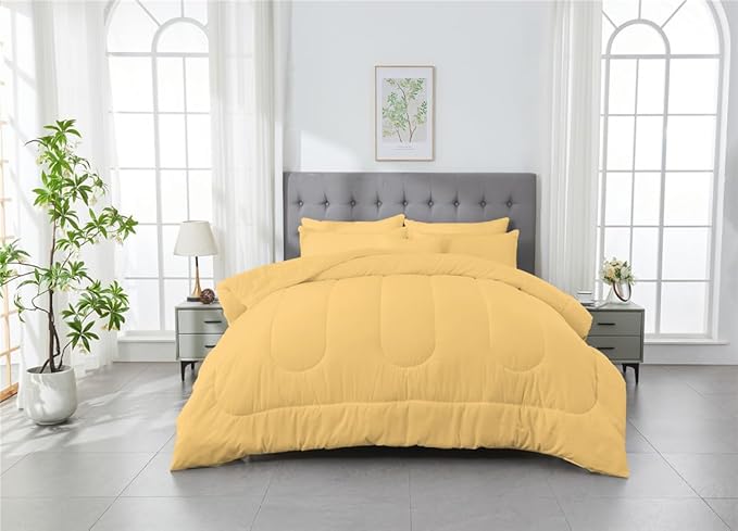 3 Piece Solid Color All Season Bedding Comforter Set Microfiber Soft Lightweight Bedding Set for Kids Teens Adults Room Decor with 1 Comforter and 2 Pillowcases Queen