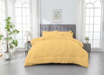 3 Piece Solid Color All Season Bedding Comforter Set Microfiber Soft Lightweight Bedding Set for Kids Teens Adults Room Decor with 1 Comforter and 2 Pillowcases Queen