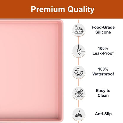 ukeetap 22" x 19" Extra Thick Silicone Mat Waterproof with Raised Edge, Under Sink Mat for Kitchen & Bathroom, Kitchen Cabinet Liner, Multi-Purpose for Storage & Protection, Pink