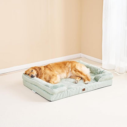 EHEYCIGA Orthopedic Large Dog Bed, Waterproof Memory Foam, Non-Slip Bottom, Sage Green, 41"L x 27"W x 6.5"Th