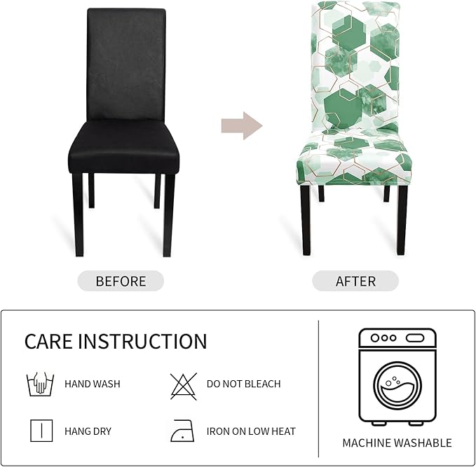Gibelle Dining Room Chair Covers Set of 4, Soft Stretch Kitchen Chair Covers Slipcover Protector, Removable Washable Geometric Parson Chair Covers 4 Pack, Dark Cyan