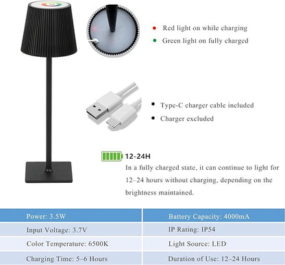 2 Pack Cordless Table Lamp, Touch Dimmable RGB Desk Lamp, 4000 mAh LED Desk Lamp, Battery Operated Lamp for Family, Restaurant & Bar, Outdoor Party, Camping, Garden, Christmas Gift