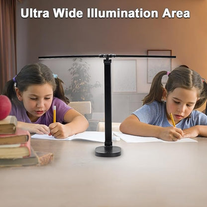 Doule Head Desk Lamp, Dimmable Desk Light, Adjustable Reading Lamps, Eye-Caring Table Lamp, Multi-Angle Adjustable and Foldabel Design Table Lamp - Black