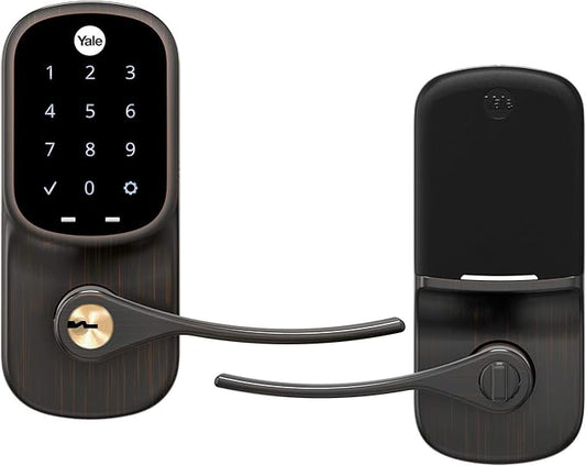Yale Assure Lever, Wi-Fi Smart Door Lever (for Doors with no deadbolt) - Works with Yale Access App, Amazon Alexa, Google Assistant, HomeKit, Phillips Hue and Samsung SmartThings, Bronze