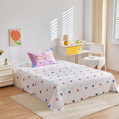 ADASMILE A & S Full Unicorn Comforter Sets for Girls 6 Pieces Pink Floral Unicorn Bedding Set with Colorful Cute Love Heart Sheets Full for Girls Unicorn Bed in a Bag Comforter for Home Decor