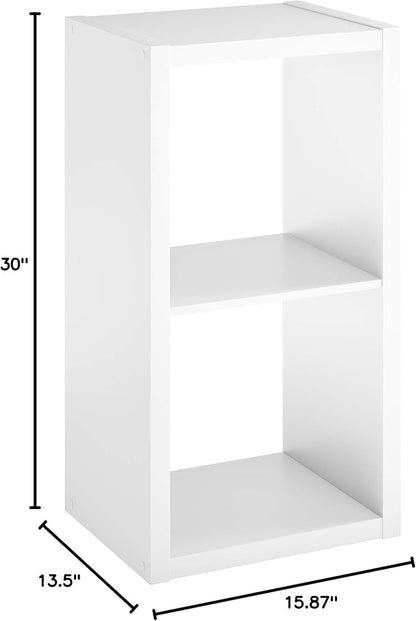 ClosetMaid 2 Cube Storage Shelf Organizer Bookshelf with Open Back, Vertical or Horizontal, Easy Assembly, Wood, White Finish