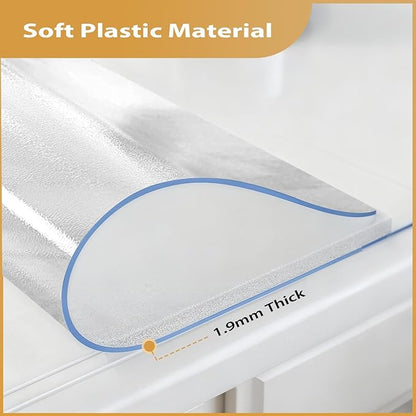 Frosted Table Protector 42 x 78 Inch, 1.9mm Thick Waterproof PVC Plastic Table Cover, Durable Table Pad for Dining Room, Kitchen, Writing Desk, and Coffee Tables