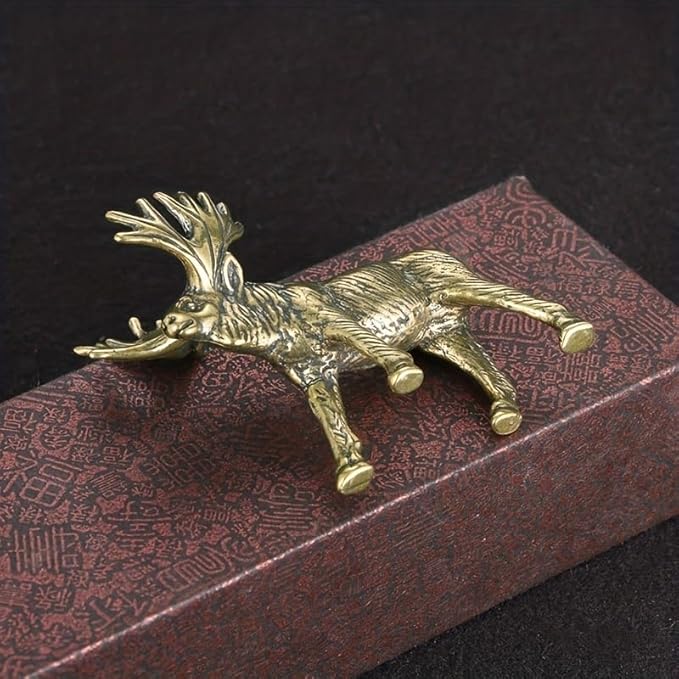 Vintage Solid Brass Elk Figurine - Festive Desk Decor for Collectors - Perfect Holiday Accent(Elk)