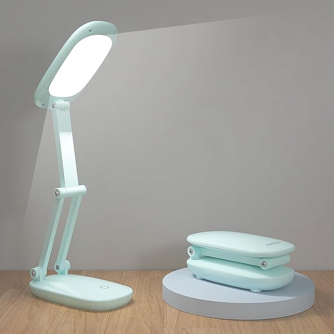LED Desk Lamp for Office Home & Battery Operated Lamp Rechargeable Lamp Foldable & Portable Light, [2-fold support frame higher] 3 Brightness Dimmable Small Desk Lamp Wireless Reading Lamp