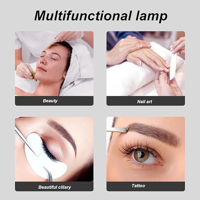 Chrees 25W Desktop LED Light 3000K‑6500K Half Moon Shaped Adjust Brightness Eyelash Beauty Lamp White 100‑240V (Chreesdpstw1mcn9)