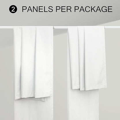 White Black Out Curtains 54 Inch Long 2 Panel Elegant Short Summer Curtains for Living Room Thermal Insulated Cotton Linen Blackout Drapes for 52-56 Inch Bay Window Country Chic Back Tab 52x54 Length