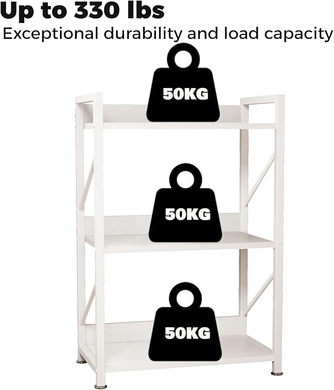 Small Bookshelf for Small Spaces,Modern 3 Tier Bookcase Night Stand, Narrow Book Shelf Organizer, Small Shelf Open Display Rack for Bedroom, Living Room, Home Office(White)