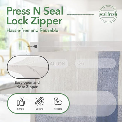 Seal Fresh 5 Gallon Large Plastic Storage Bags – 18" x 24" (30 Count) – Reusable XXL Extra Large Clear Jumbo Zip Bags with Sealable Zipper Top For Clothes, Travel, Moving