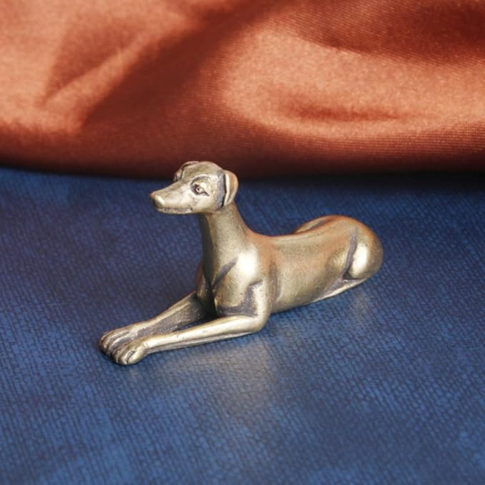 Vintage Solid Brass Miniature - Delicate Greyhound Desk Ornament for Pet Enthusiasts - Exquisite Collectible and Home Décor Accent（Greyhound）