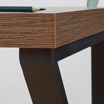 HSH Minimalist PC Desk, Industrial Home Office Desk, Sturdy Wood and Metal Desk, Rustic Vintage Oak 55 Inch Work Study Writing Desks Computer Table for Living Room Bedroom