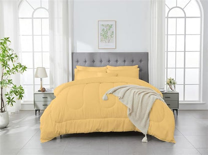 3 Piece Solid Color All Season Bedding Comforter Set Microfiber Soft Lightweight Bedding Set for Kids Teens Adults Room Decor with 1 Comforter and 2 Pillowcases Twin